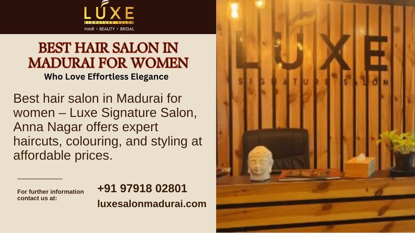 Best hair salon in Madurai for women – Luxe Signature Salon, Anna Nagar