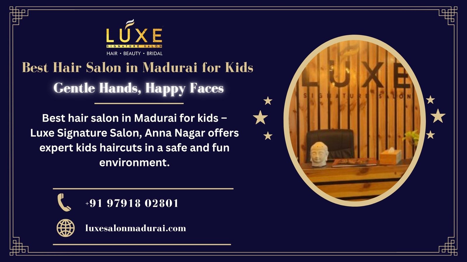 Best hair salon in Madurai for kids – Luxe Signature Salon, Anna Nagar offering expert haircuts in a safe and fun environment.