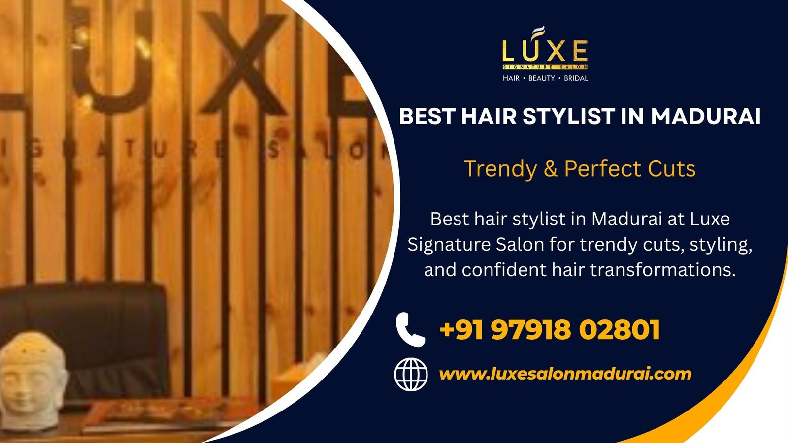 Best hair stylist in Madurai at Luxe Signature Salon for trendy cuts, styling, and confident hair transformations.