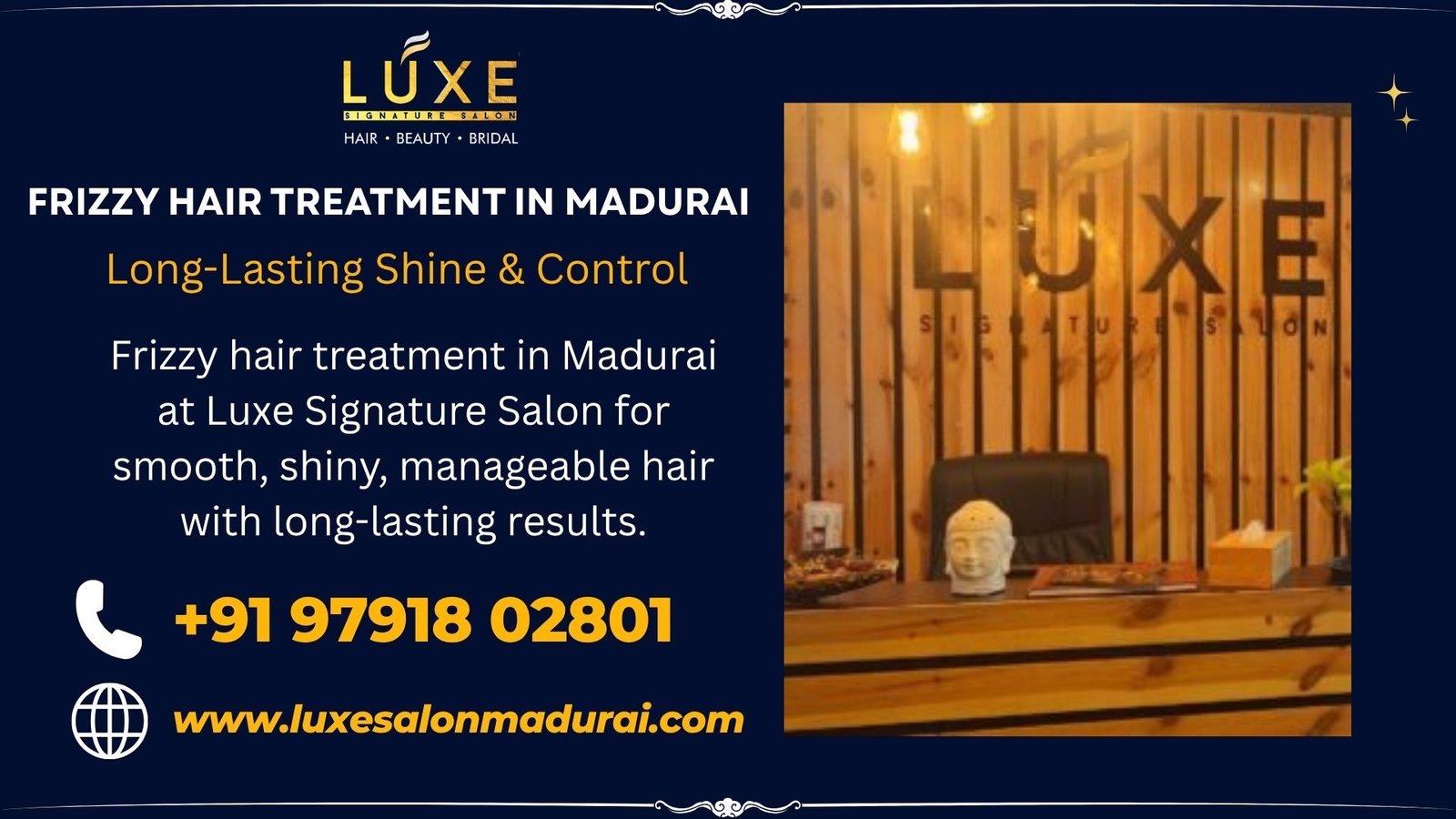 Frizzy hair treatment in Madurai at Luxe Signature Salon for smooth, shiny, manageable hair with long-lasting results.